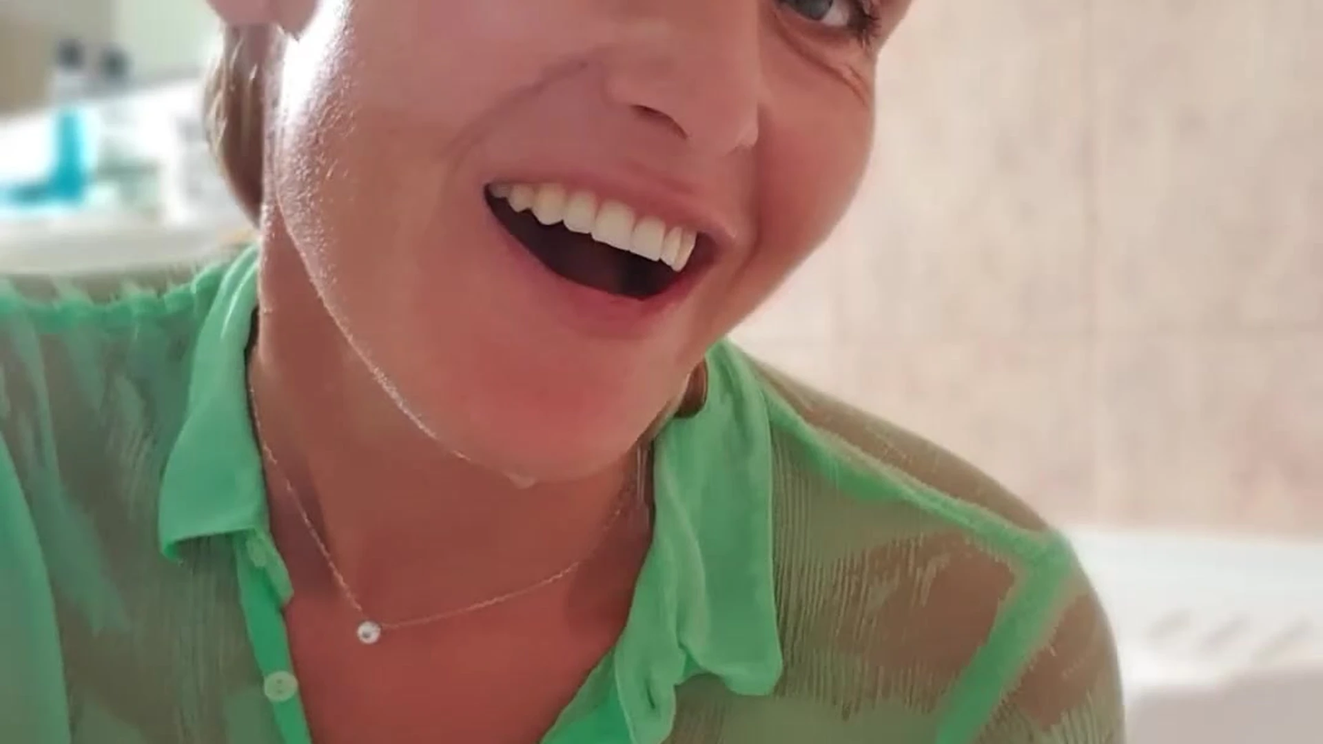 Effervescent  Sweating Blonde Kathia Nobili masturbating